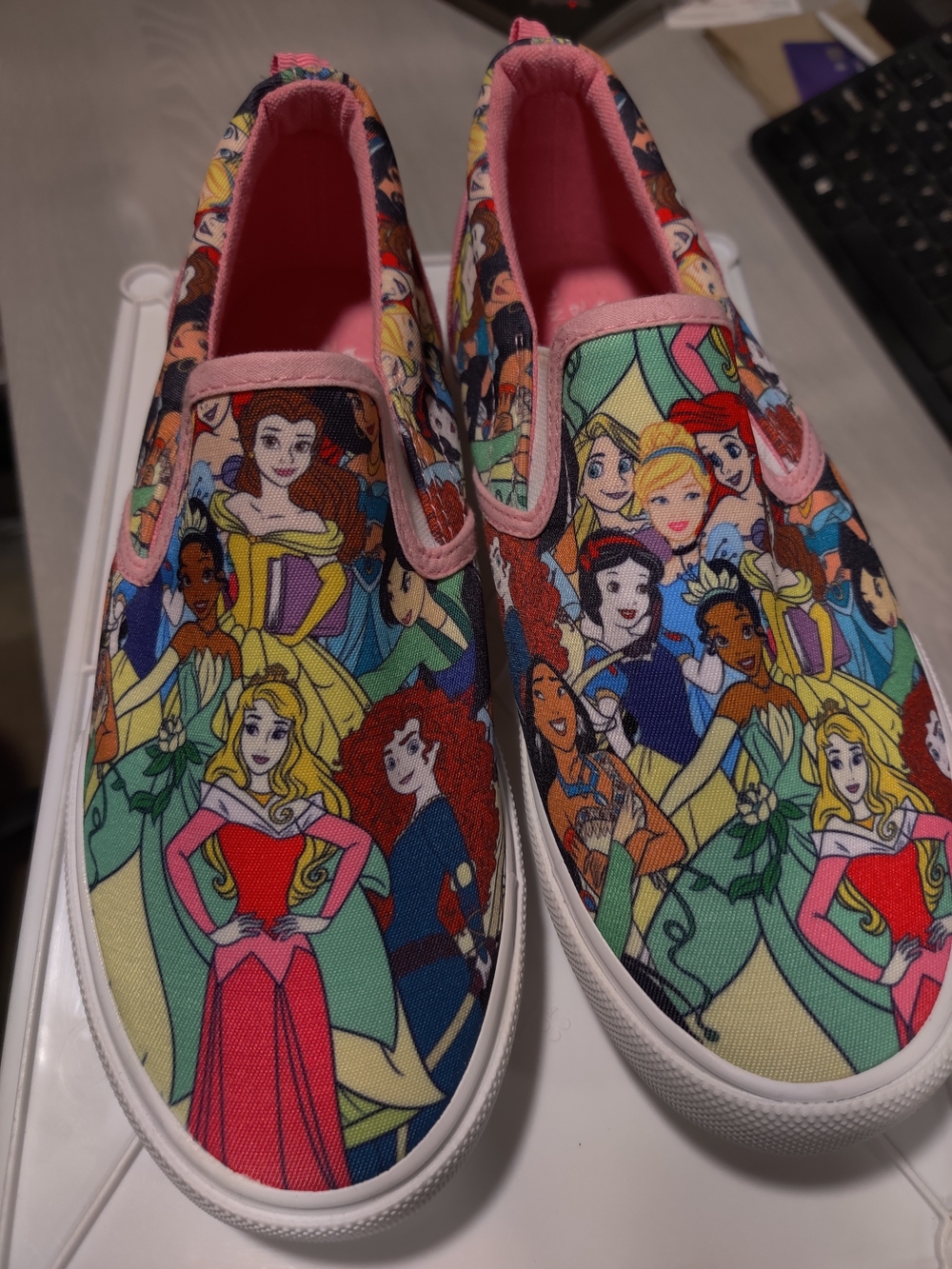 Disney Girls' Multi-Color Princess Slip-On Sneakers